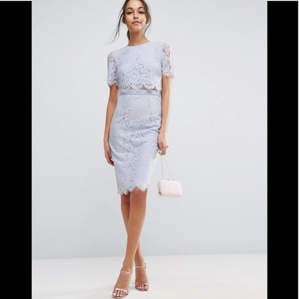 ❌SOLD❌ASOS lace crop top midi pencil dress size 2